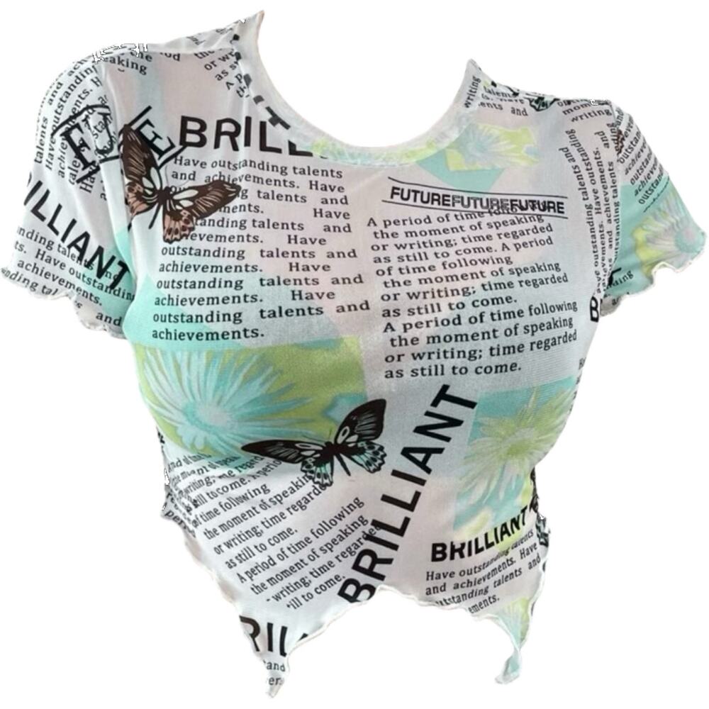 Butterfly Mesh Cropped Top - Picture 4 of 7